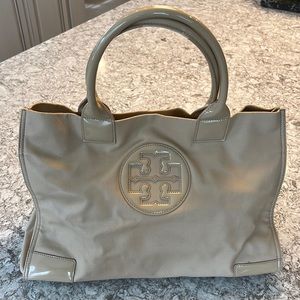 Tory Burch Ella Patent Tote Bag - light beige